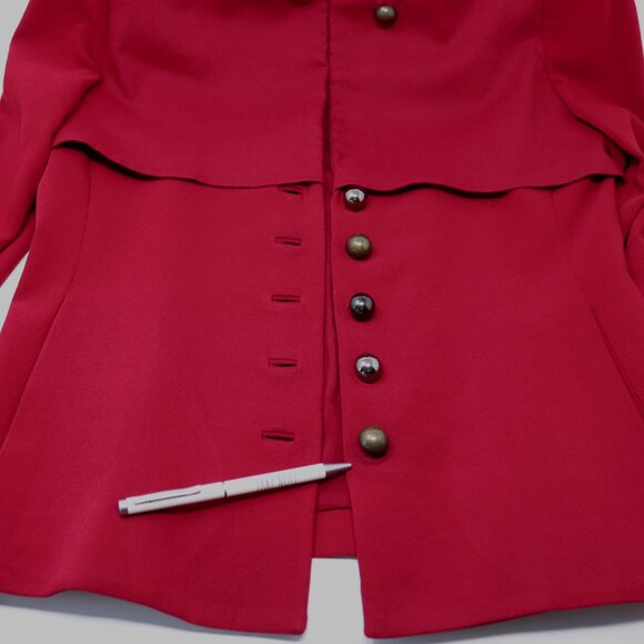 Donna Karan New York Size 8 Red Blazer Stretch Jacket Silver Buttons - Picture 9 of 16